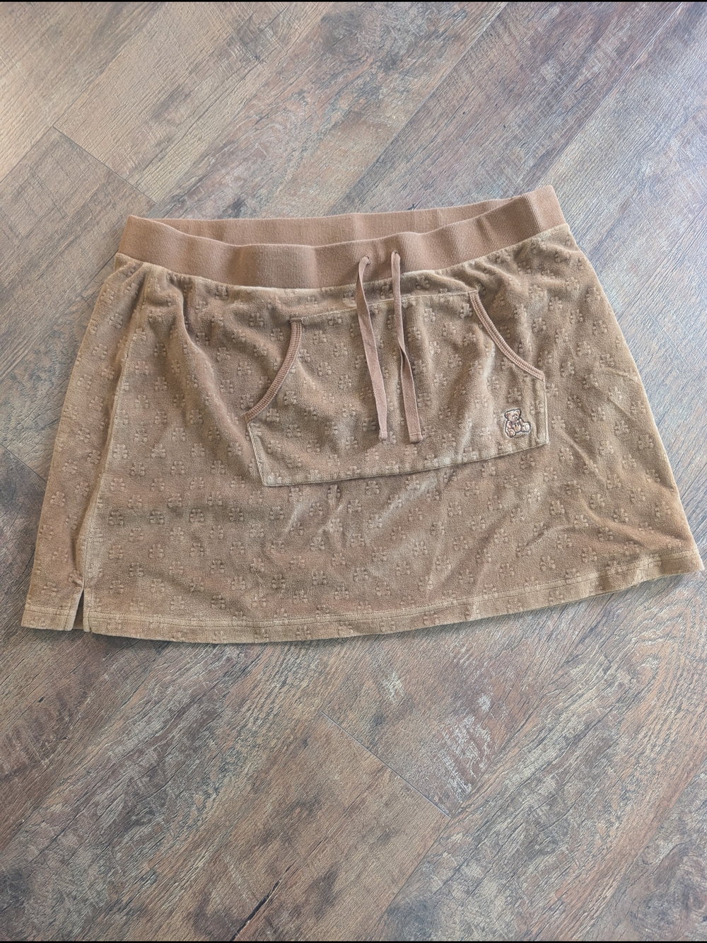 Teddy Fresh Brown Textured Pull-On Mini Skirt